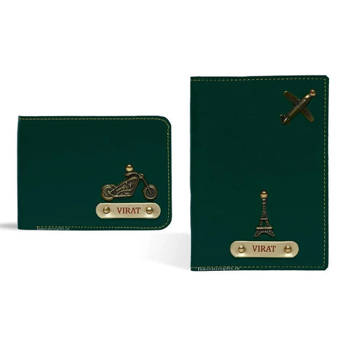 Personalised Men's Wallet Combo With Charm - Olive - Uncommongifts.in