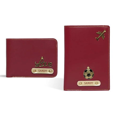 Personalised Men's Wallet Combo With Charm - Pink - Uncommongifts.in