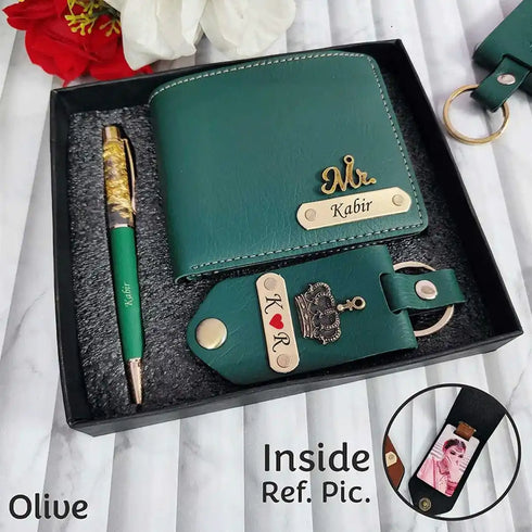 Personalised Men's Wallet Gift Combo With Charm