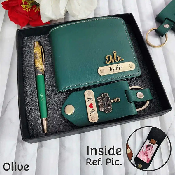 Personalised Men's Wallet Gift Combo With Charm