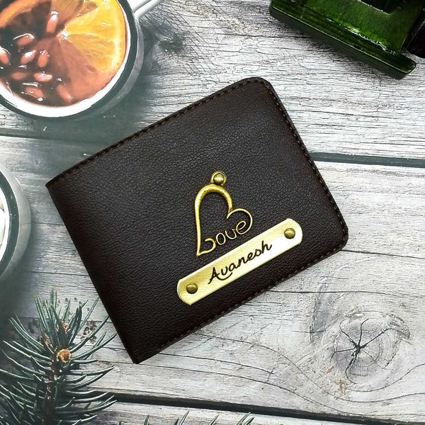 Personalised Men's Wallet With Charm - Black - Uncommongifts.in