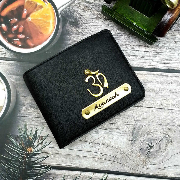 Personalised Men's Wallet With Charm - Black - Uncommongifts.in