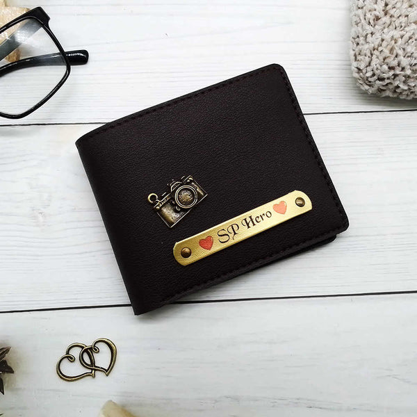 Personalised Men's Wallet With Charm - Black - Uncommongifts.in