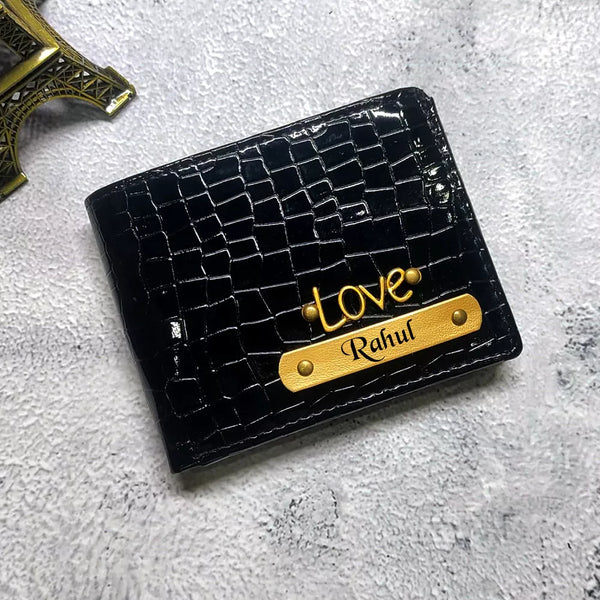 Personalised Men's Wallet With Charm - Black - Uncommongifts.in