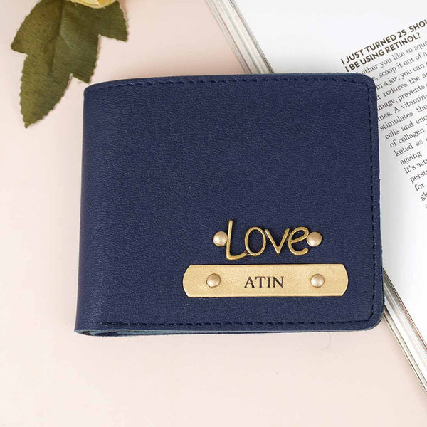 Personalised Men's Wallet With Charm - Blue - Uncommongifts.in
