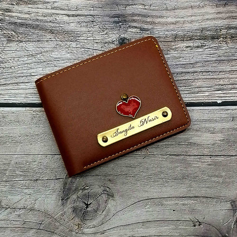 Personalised Men's Wallet With Charm - Brown - Uncommongifts.in
