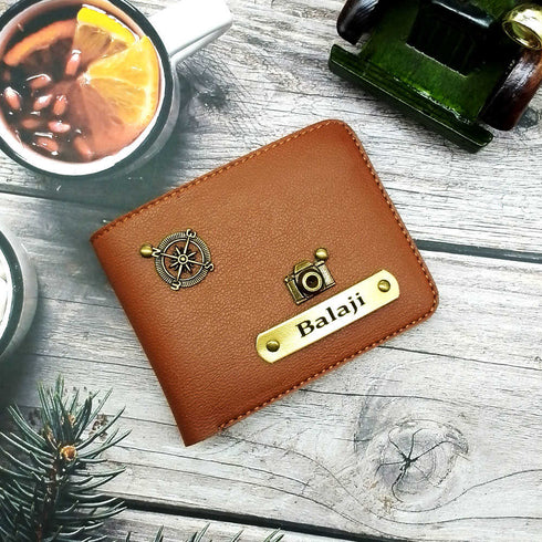 Personalised Men's Wallet With Charm - Brown - Uncommongifts.in