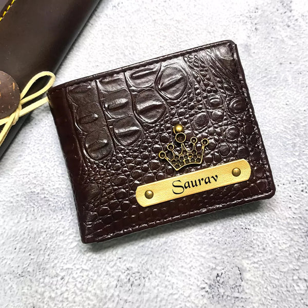 Personalised Men's Wallet With Charm - Brown - Uncommongifts.in
