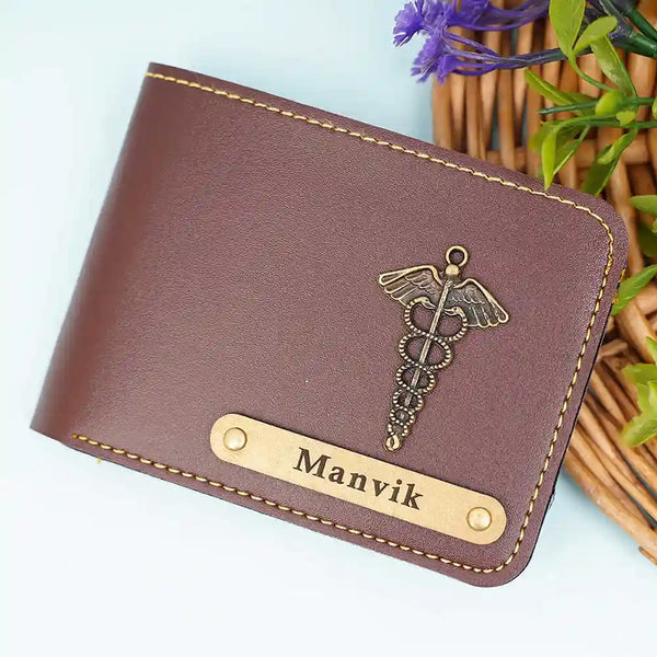Personalised Men's Wallet With Charm - Brown