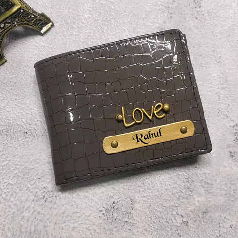 Personalised Men's Wallet With Charm - Grey - Uncommongifts.in