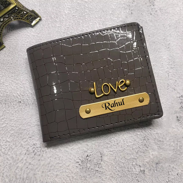 Personalised Men's Wallet With Charm - Grey - Uncommongifts.in