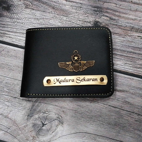 Personalised Men's Wallet With Charm - Navy Blue - Uncommongifts.in