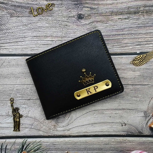Personalised Men's Wallet With Charm - Navy Blue - Uncommongifts.in