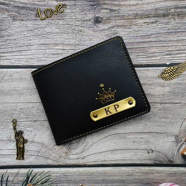 Personalised Men's Wallet With Charm - Navy Blue - Uncommongifts.in