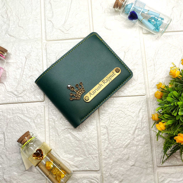 Personalised Men's Wallet With Charm - Olive - Uncommongifts.in