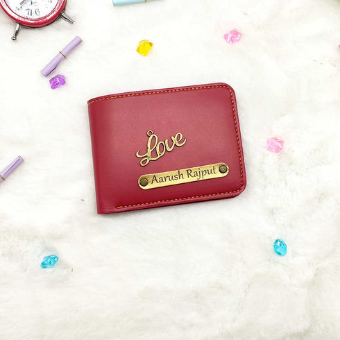 Personalised Men's Wallet With Charm - Pink - Uncommongifts.in