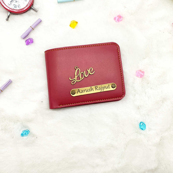 Personalised Men's Wallet With Charm - Pink - Uncommongifts.in