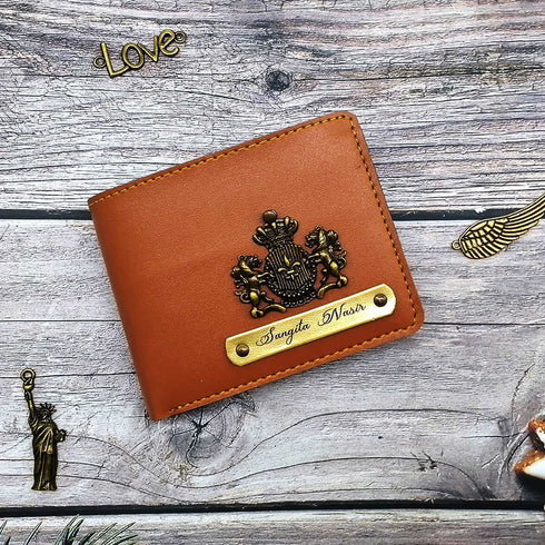 Personalised Men's Wallet With Charm - Tan - Uncommongifts.in