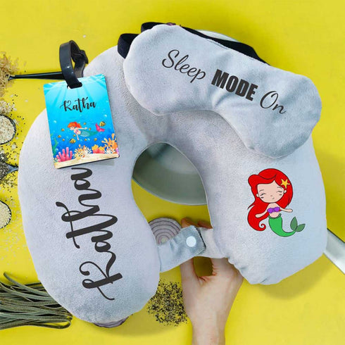 Personalised Mermaid Printed Kids Neck Pillow Combo