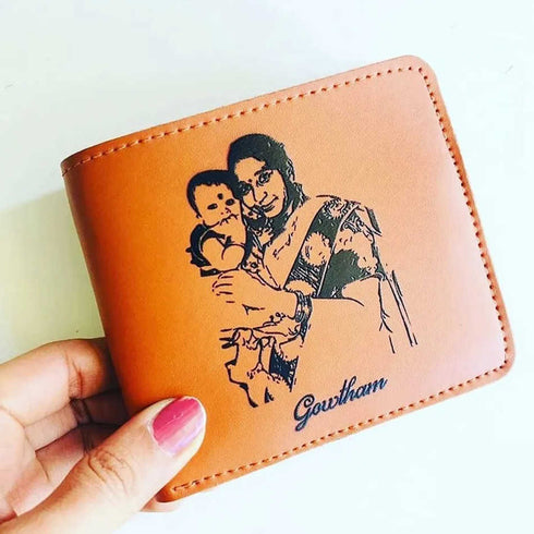 Personalised Men's Photo Wallet - Tan - Uncommongifts.in