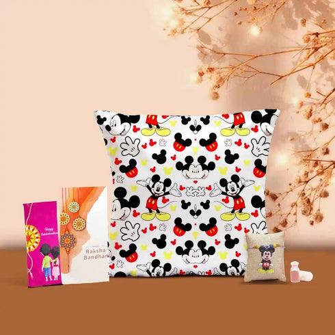 Personalised Cricket Cushion & Rakhi Combo for Kids