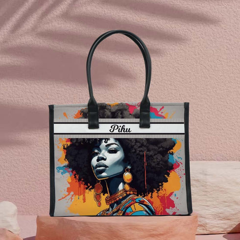 Personalised Multicolor Girl Printed Box Tote Bag - Uncommongifts.in