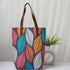 Personalised Multicolor Leaf's Printed Structured Tote Bag