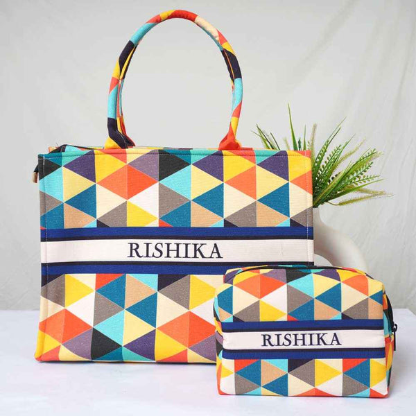 Personalised Multicolor Printed Box Bag Combo