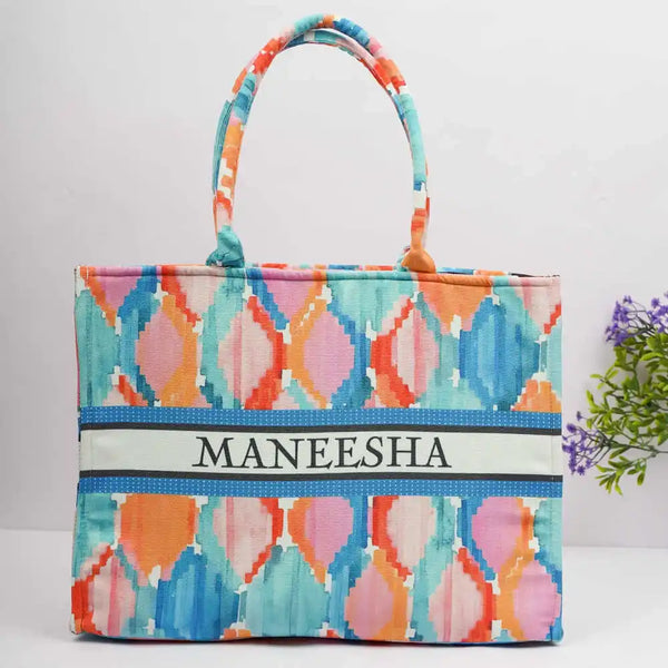 Personalised Multicolor Printed Box Tote Bag