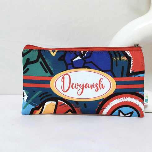 Personalised Multicolor Printed Kids Pencil Pouch