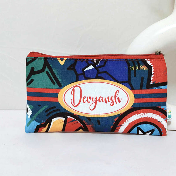 Personalised Multicolor Printed Kids Pencil Pouch