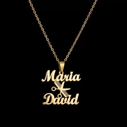 Personalised Name Comb Scissors Pendant - Uncommongifts.in