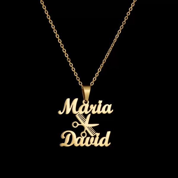 Personalised Name Comb Scissors Pendant - Uncommongifts.in