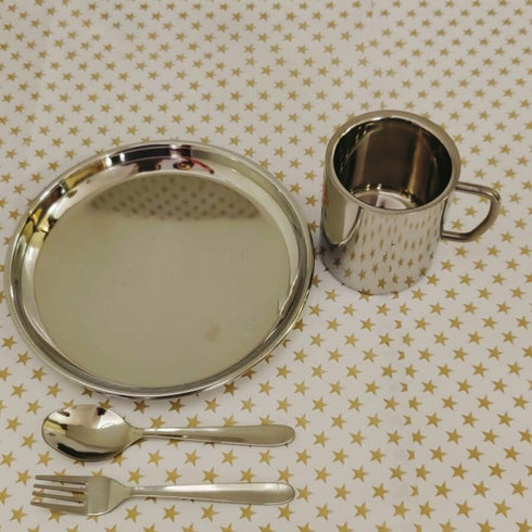 Personalised Nashta Plate Set Stainless Steel Material