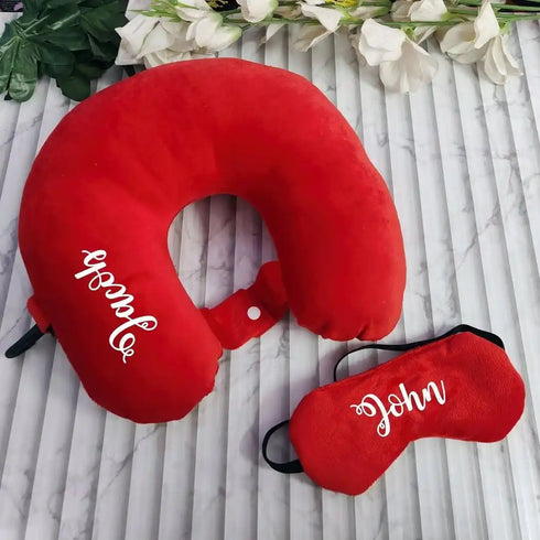 Personalised Neck Pillow & Eye Mask Combo Gift Set