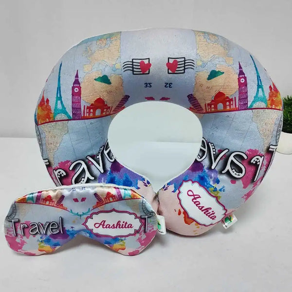 Personalised Neck Pillow & Eye Mask Combo Gift Set for Kids