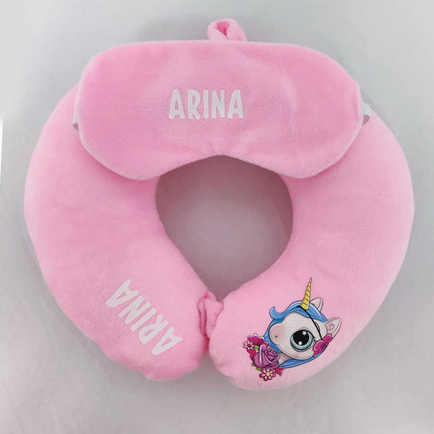 Personalised Neck Pillow with Eye Mask Combo Gift Set for Kids