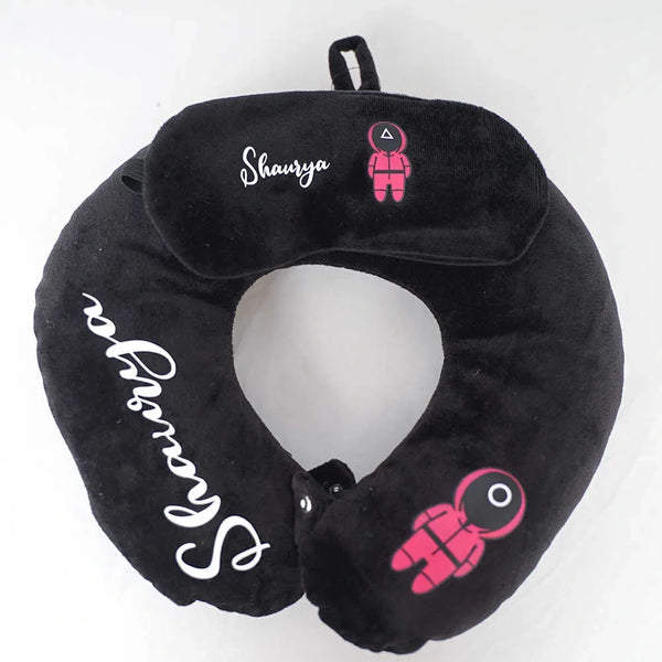 Personalised Neck Pillow with Eye Mask Combo Gift Set for Kids