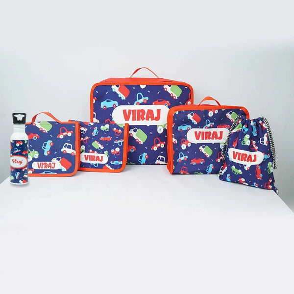 Personalised Organizers Bag and Steel Bottle With Straw Combo for Kids