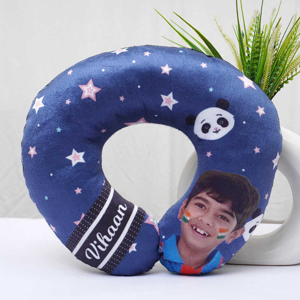Personalised Panda Printed Photo Kids Neck Pillow