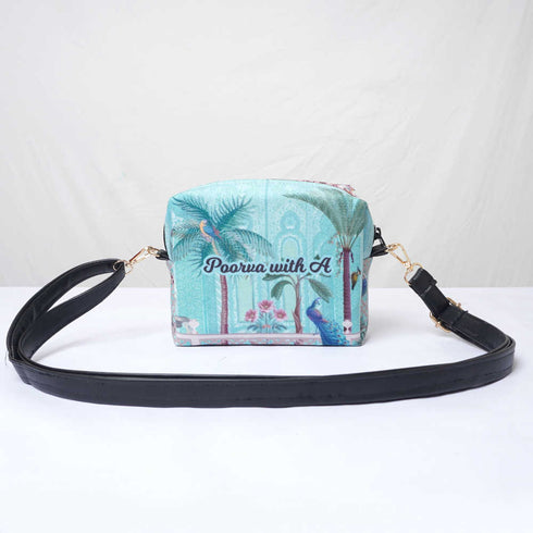 Personalised Peacock Printed Sling Bag