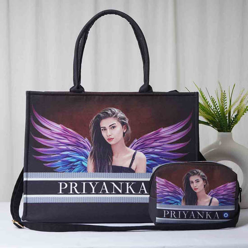 Personalised Photo Printed Box Tote Bag Combo Gift Set - Uncommongifts.in