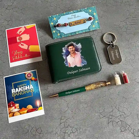 Personalised Photo Wallet Rakhi Combo