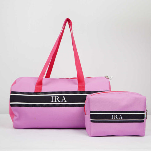 Personalised Pink Duffle Bag & Box Pouch Kids Gift Combo