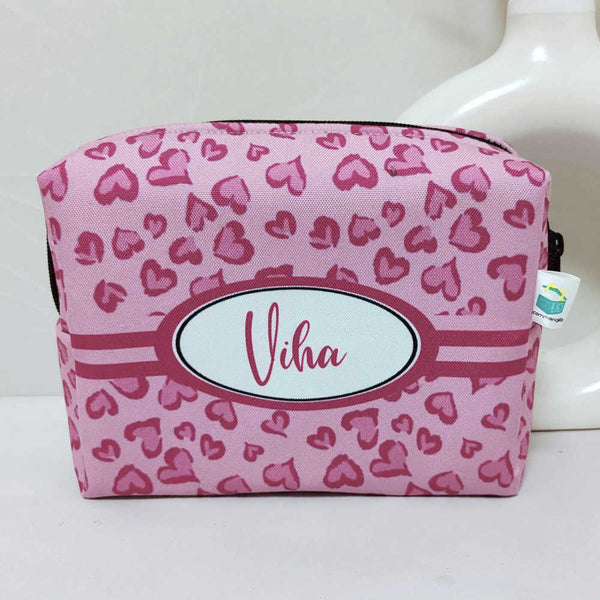 Personalised Pink Hearts Printed Kids Box Pouch