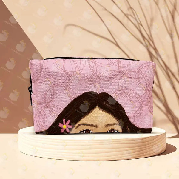 Personalised Pink Printed Valentines Day Make Up Pouch for Women
