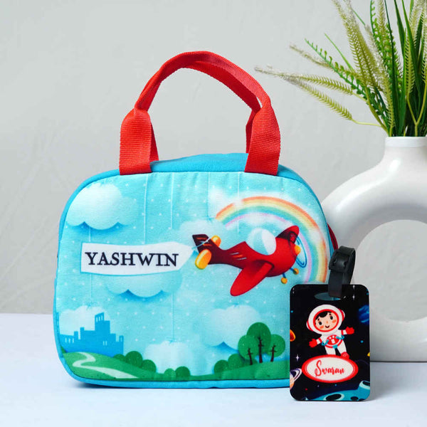 Personalised Printed Kids Lunch Bag & Luggage Tag Combo