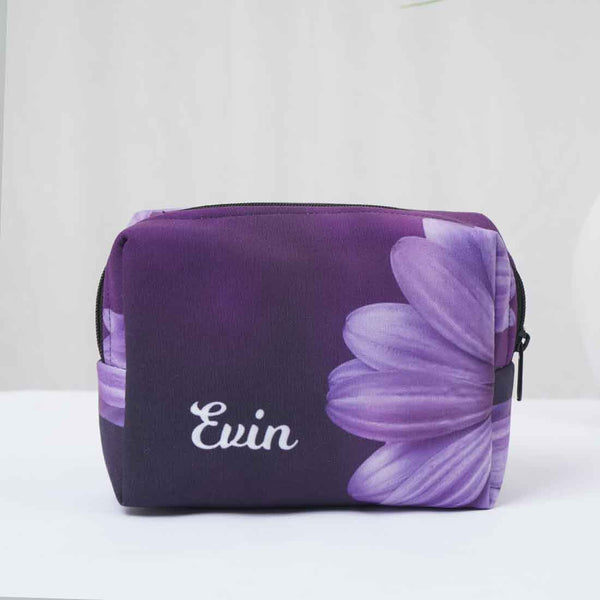 Personalised Purple Printed Box Pouch - Uncommongifts.in
