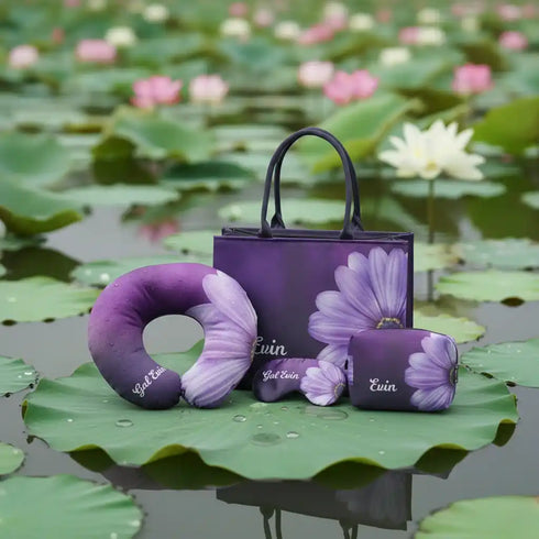 Personalised Purple Printed Box Tote Bag Combo Gift Set