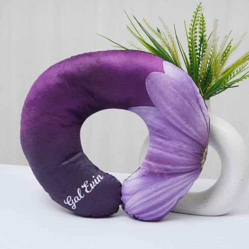 Personalised Purple Printed Neck Pillow - Uncommongifts.in